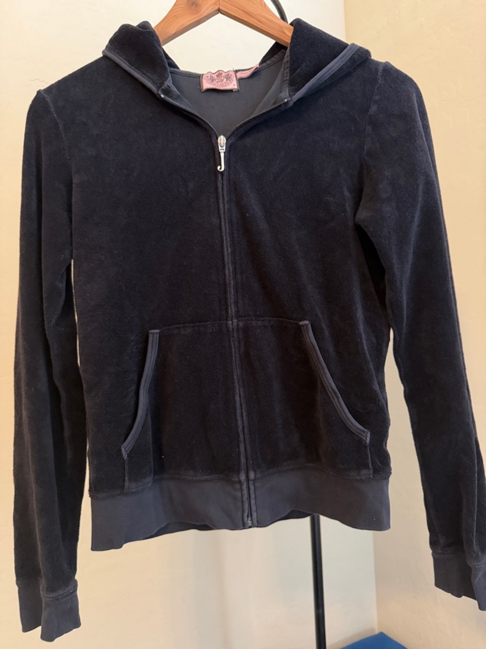 Juicy Couture Black Velour Zip Hoodie Jacket size M